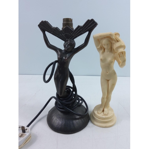 187 - Deco style lampbase and a nude lady figure