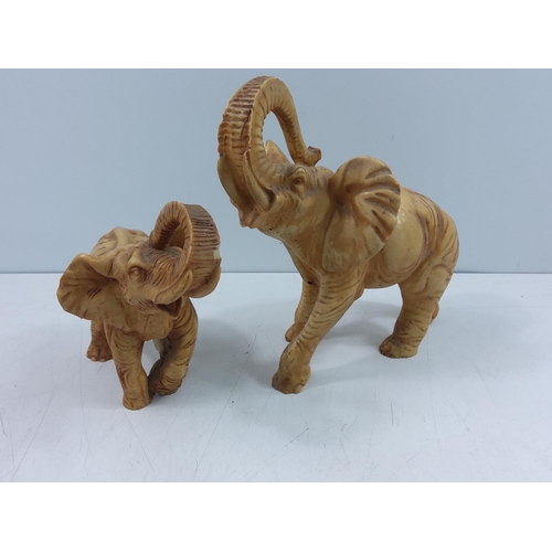 223 - Wooden clock and 2 elephants