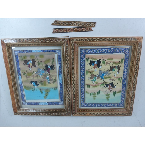 497 - Pair of Eastern pictures with ornate frames