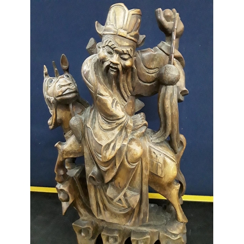 252 - Large carved oriental figure on horseback