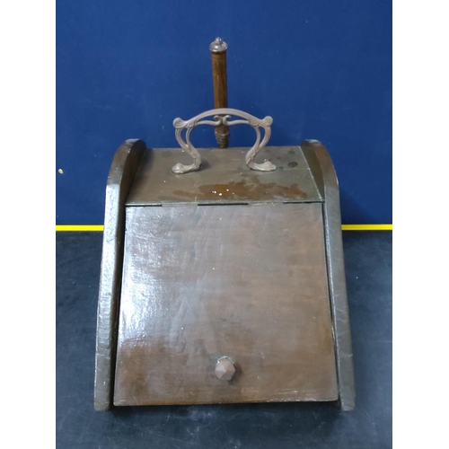 207 - Antique wooden coal scuttle