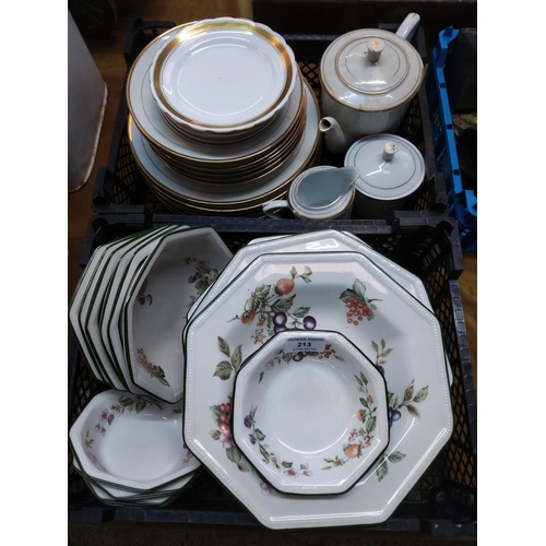 213 - 2 boxes of various dinnerware