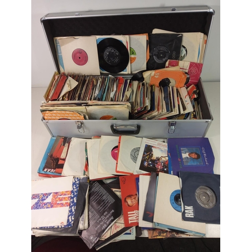 119 - Large metal box and qty of 45's