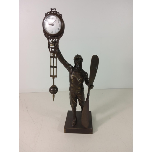 223 - Cast bronze aviator mystery clock