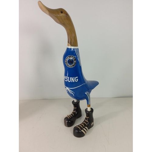 229 - Carved wooden duck in Chelsea colours