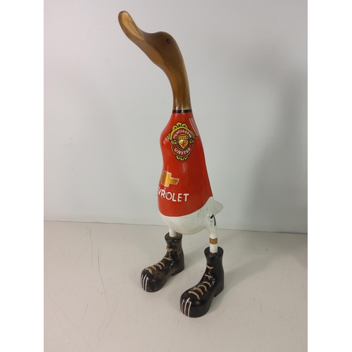 241 - Carved wooden duck in Man Utd colours