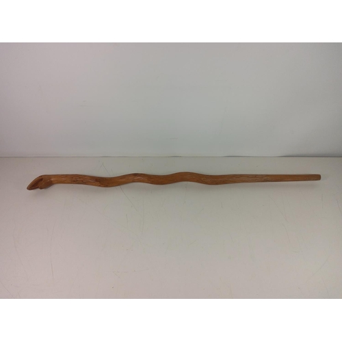 75 - Wooden walking stick with snake head handle