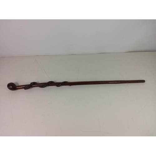 77 - Wooden walking stick with twisted snake
