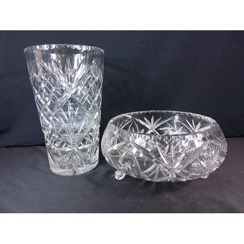 179 - Large cut glass vase and bowl