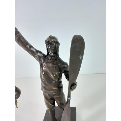 183 - Cast bronze aviator mystery clock