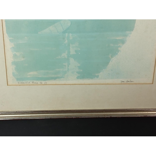 36 - Framed waterway scene signed in pencil by the artist, 71cms x 57cms
