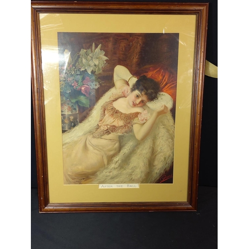 39 - Framed print of a lady, 60cms x 49cms