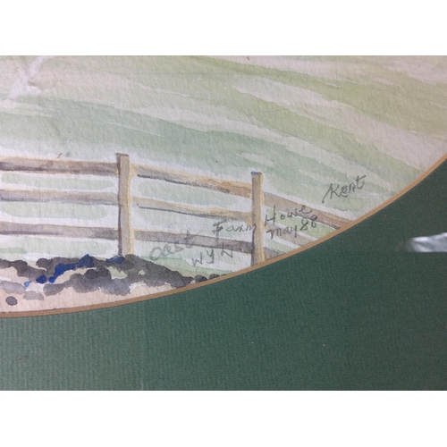 41 - Framed oast house watercolour, 45cms x 35cms