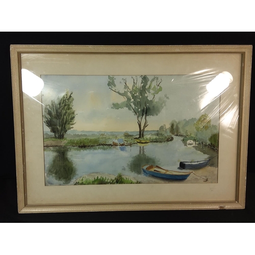 43 - River scene watercolour, 59cms x 42cms