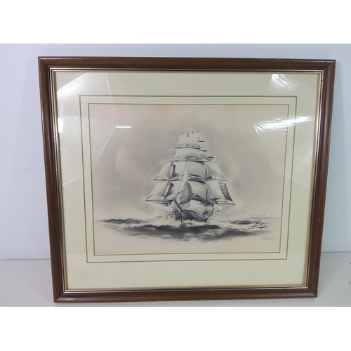 64 - Print of a Ship, 52cms x 47cms