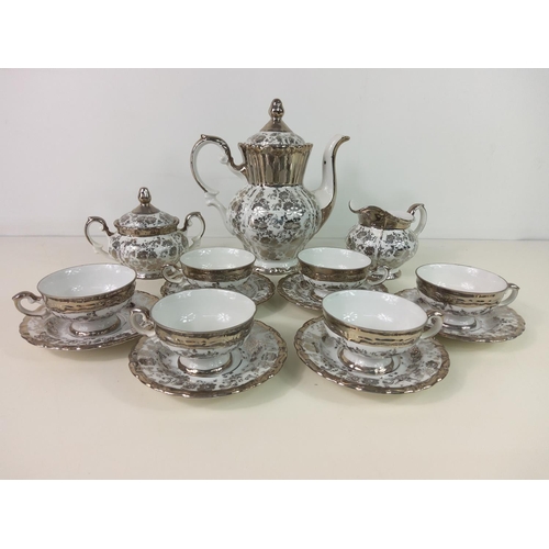 90 - Italian bone china coffee set with platinum silver overlay in mint condition, tea set, pair of 1930'... 