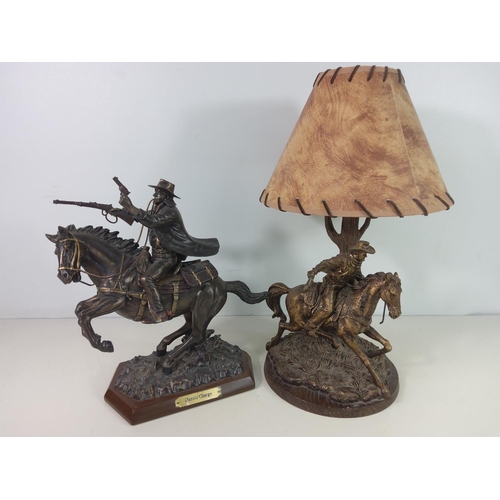 335 - Cowboy on horseback lamp plus one