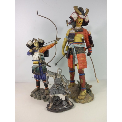 340 - 3 Samurai figures, tallest 50cms, smallest 20cms