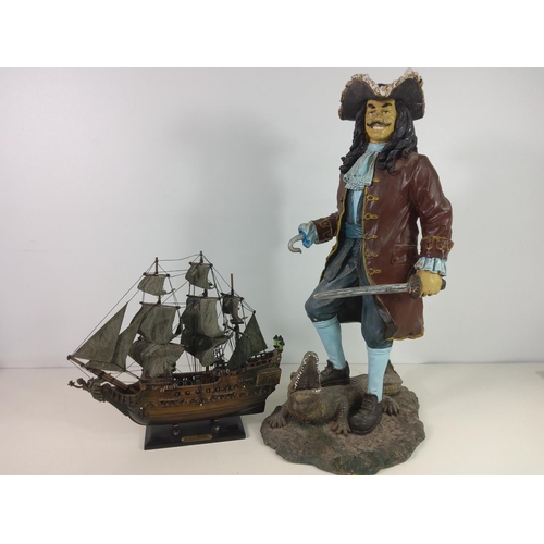 343 - Model Ship and Captain Hook figure