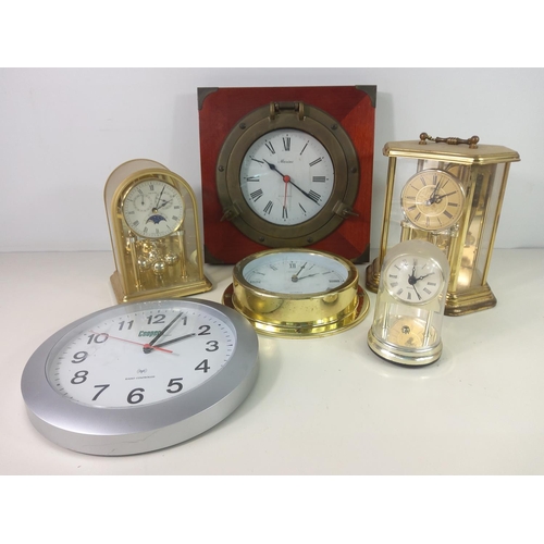 350 - 3 anniversary clocks and 3 wall clocks