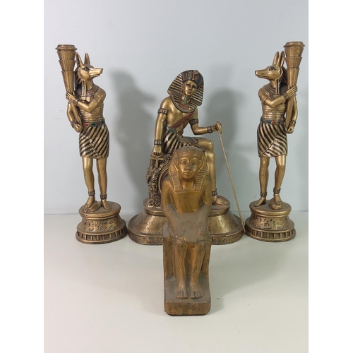 354 - 4 Egyptian figures, tallest approx 48cms, smallest 23cms