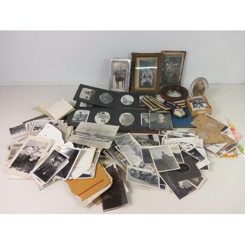 519 - Various military photographs, ephemera and sew on badges