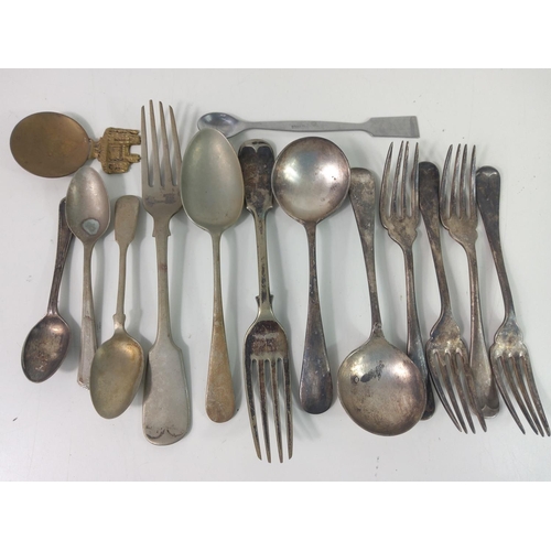 520 - Box of flatware, some with military marks