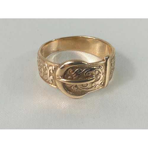 434 - 9ct gold buckle ring, 4.7g, size Q