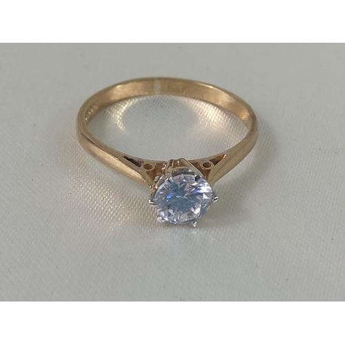 436 - 9ct gold solitaire stone set ring, 1.4g gross, size K