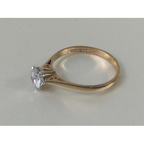 436 - 9ct gold solitaire stone set ring, 1.4g gross, size K