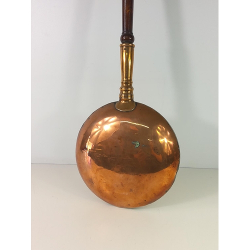 130 - Antique copper and brass warming pan