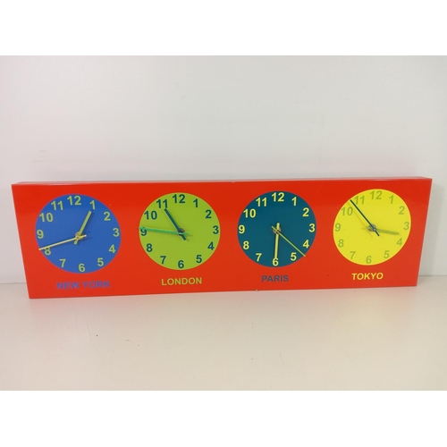 60 - Modern tin World clock, 70cms x 20cms