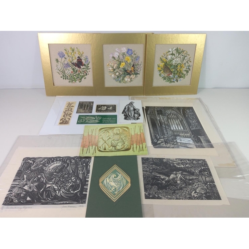 232 - Portfolio of carved wood block prints and other artwork by Joan Freeman, who won the 1977 Jubilee co... 