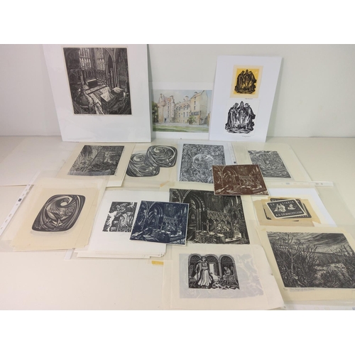 232 - Portfolio of carved wood block prints and other artwork by Joan Freeman, who won the 1977 Jubilee co... 