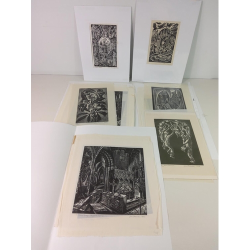 232 - Portfolio of carved wood block prints and other artwork by Joan Freeman, who won the 1977 Jubilee co... 