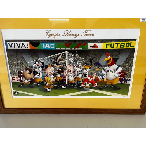 262 - Looney Tunes limited edition football print with certificate - 89cm x 58cm