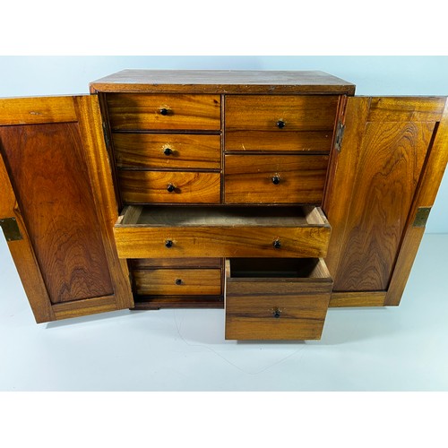 261 - Antique hardwood jewellery cabinet with 9 drawers - 46cm wide x 51cm tall x 25cm deep