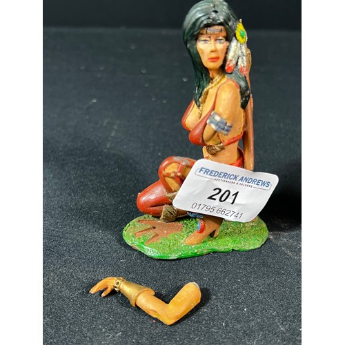 201 - 4 Painted lead semi nude lady figures