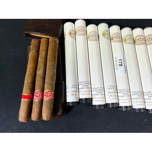 178 - Quantity of various cigars including leather cigar case and contents