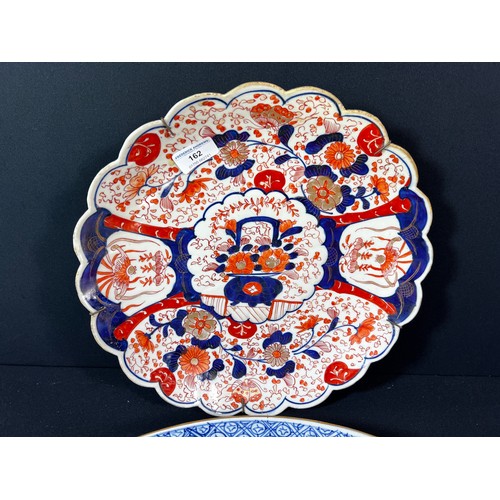 162 - Antique chinese plate and large oriental planter largest 46cm dia, smallest 34cm dia