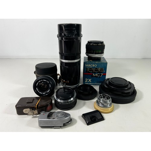 345 - 2 Cased Canon lenses, Ofuna lens and other accessories