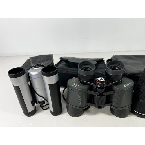 322 - 3 pairs of cased binoculars inc Meade