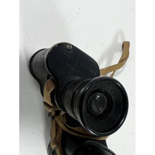 319 - Pair of WWI military binoculars with crows foot mark