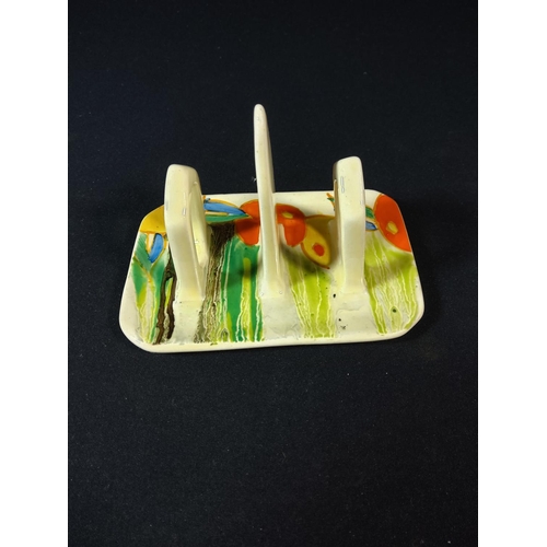 124 - Clarice Cliff bizarre pattern toast rack