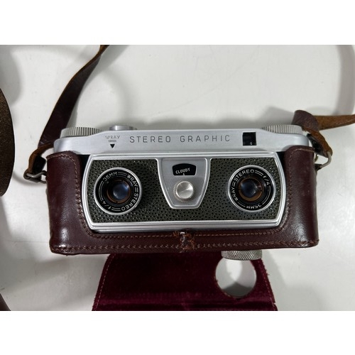 344 - Wray stereo graphic camera and Dewohler cased camera