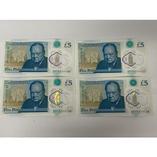 572 - 4 consecutive £5 notes