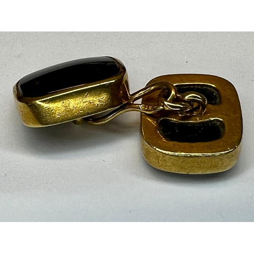 442 - Pair of 18ct gold stone set cufflinks - gross weight 14.9g