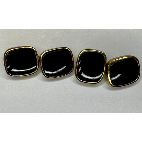 442 - Pair of 18ct gold stone set cufflinks - gross weight 14.9g