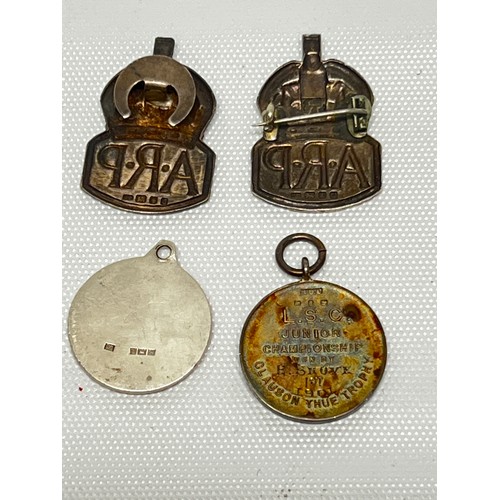 609 - 2 silver ARP badges, Queen Victoria diamond jubilee medal and silver St Christopher - gross weight 4... 