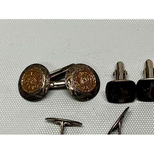 638 - 4 pairs of silver cufflinks 41.4g